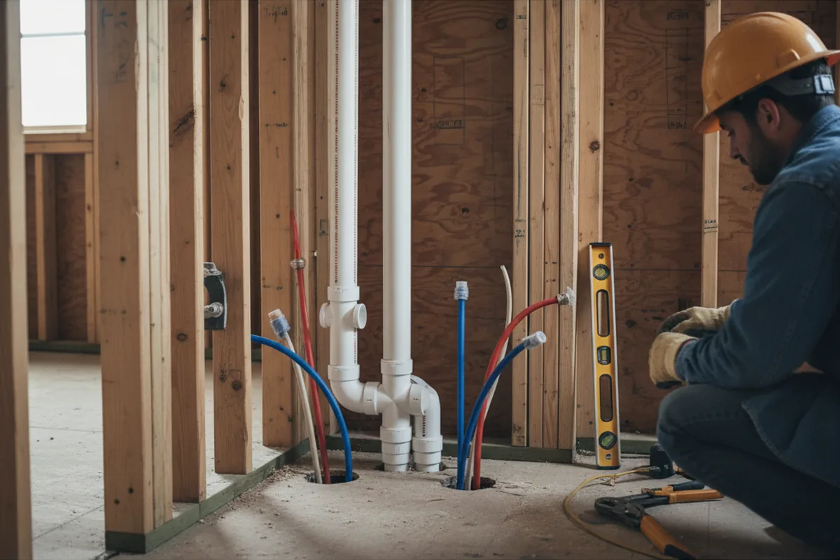 Drain and supply rough-in during Sump Pump Repair in Murdock
