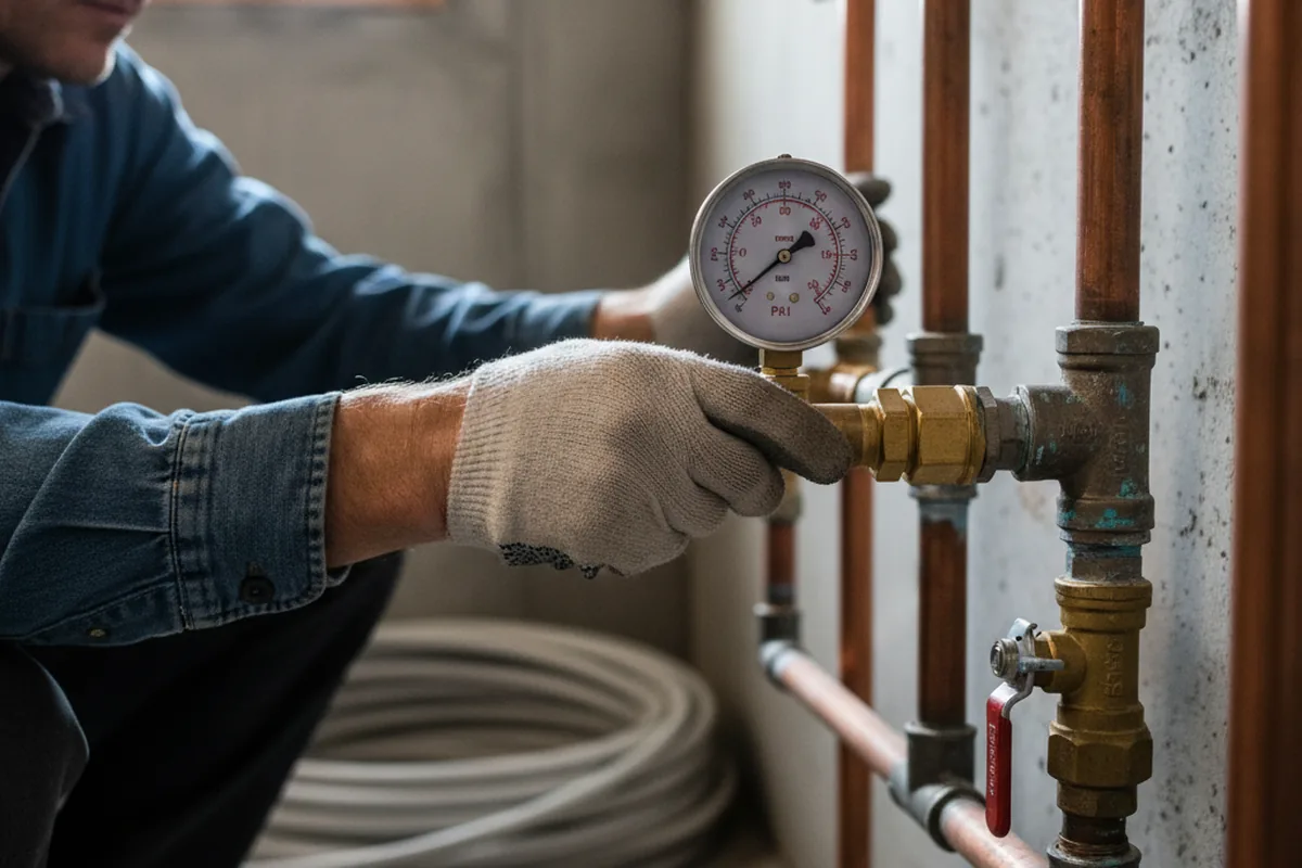 Pressure testing a repaired line during Water Line Repair in Murdock